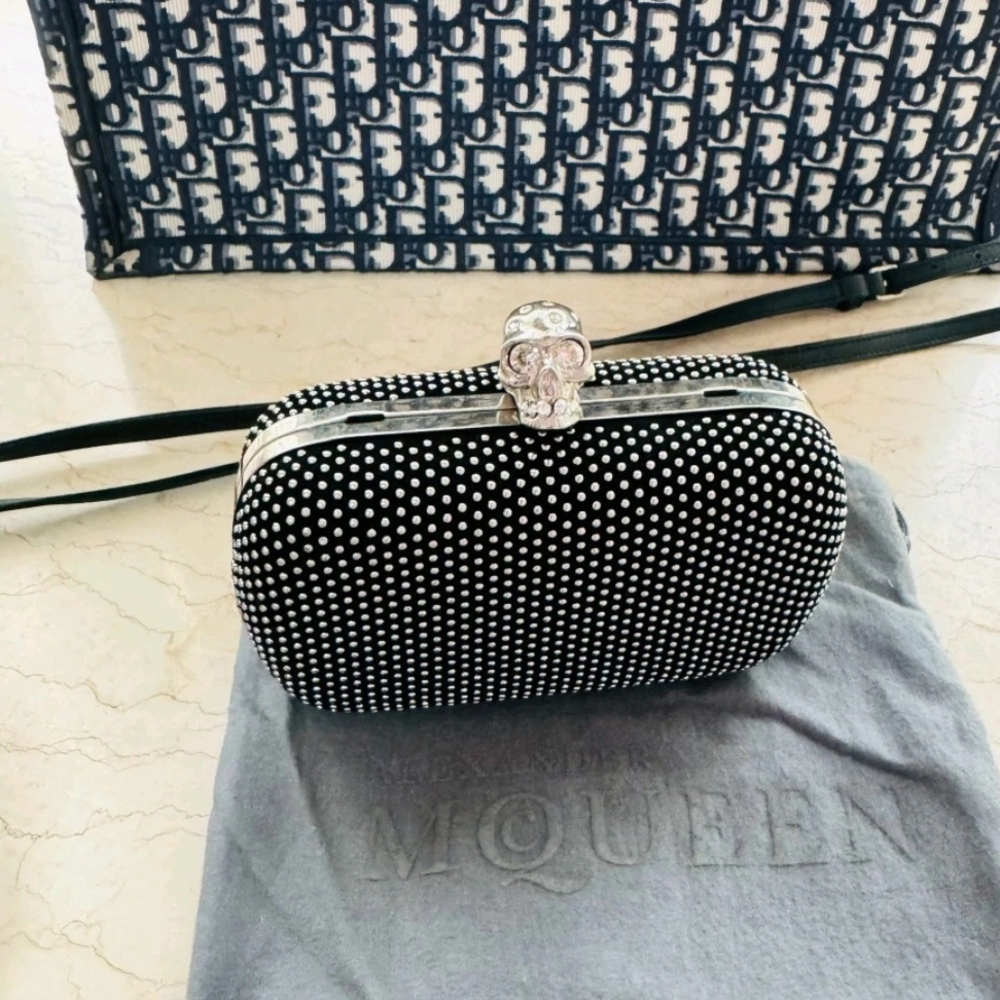 Alexander McQueen Black and White Dotted Clutch